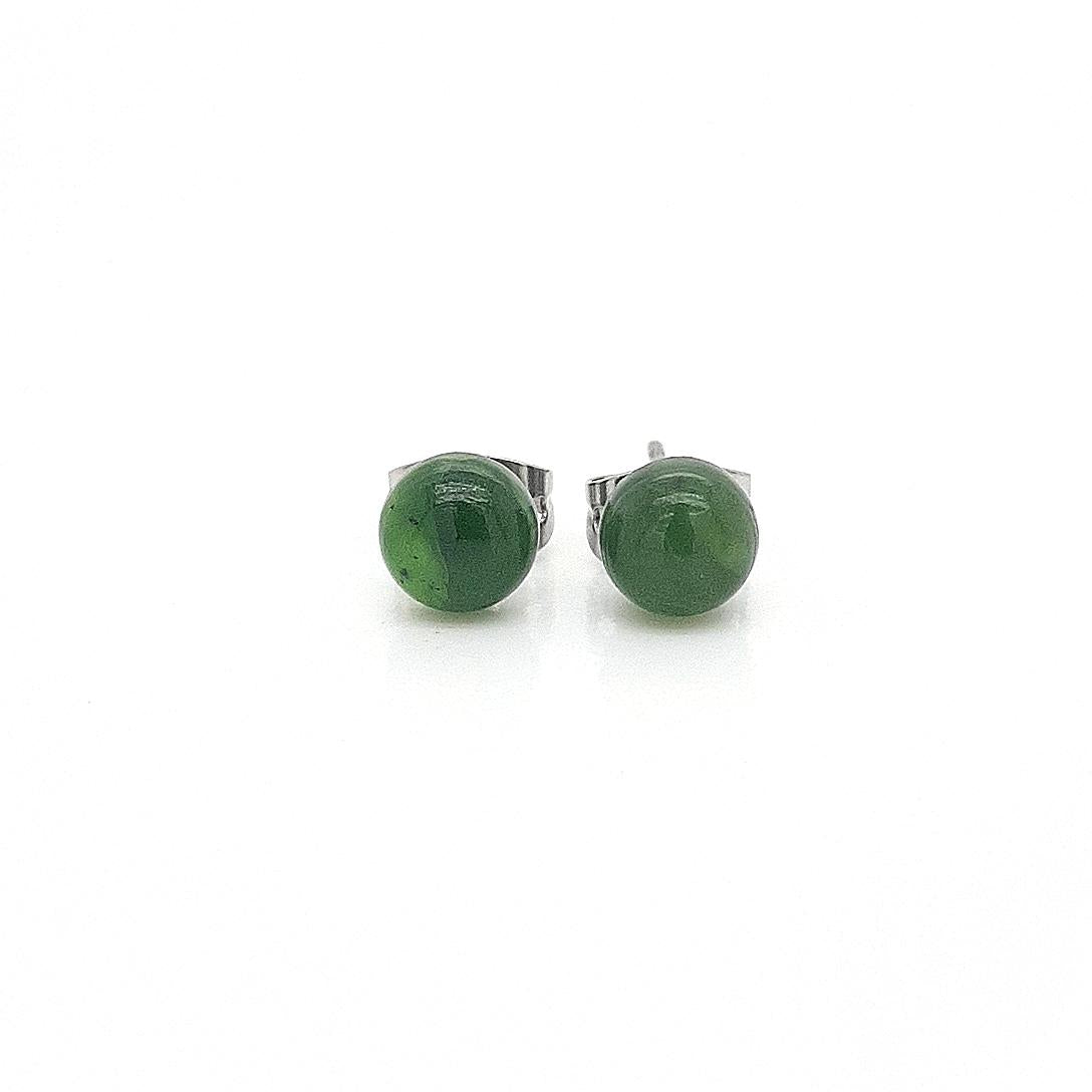 Greenstone Round 6mm Surgical Steel Stud Earrings