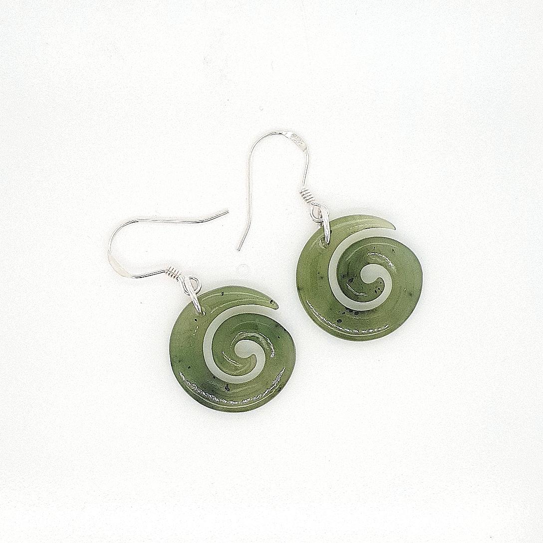 Greenstone Sterling Silver Open Koru Earring