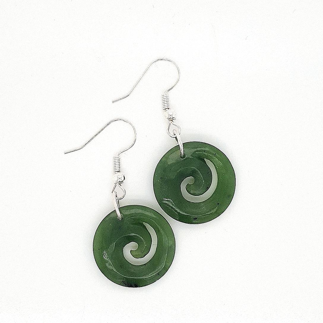 Greenstone Sterling Silver Large Closed Koru Earring