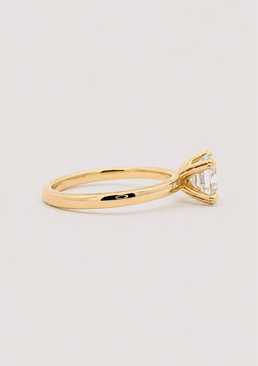 18ct Yellow Gold Emerald Cut Lab Grown Diamond East West Ring