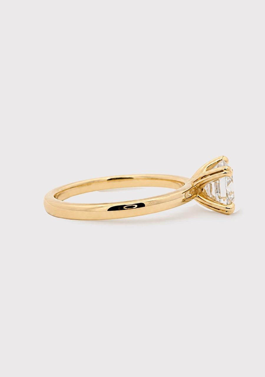 18ct Yellow Gold Emerald Cut Lab Grown Diamond East West Ring