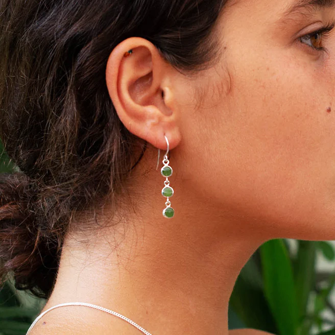 Nick Von K Sterling Silver Pounamu 3 Muses Earrings