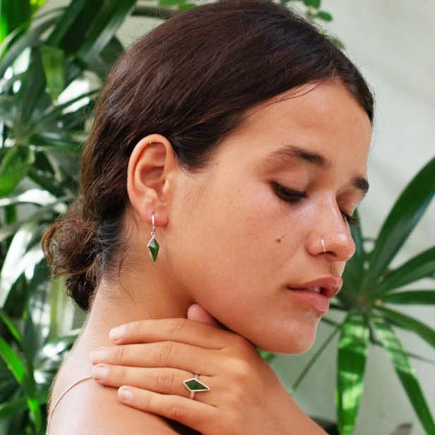 Nick Von K Sterling Silver Pounamu Pinnacle Earrings