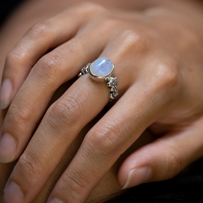 Nick Von K Sterling Silver Rainbow Moonstone Mermaid Ring