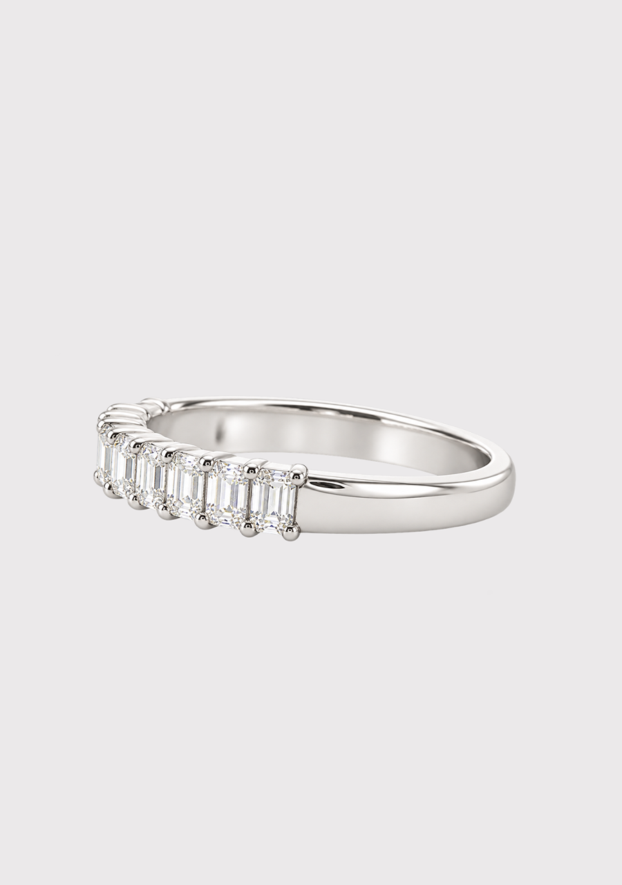 9ct White Gold Lab Grown Emerald Cut Diamond Band