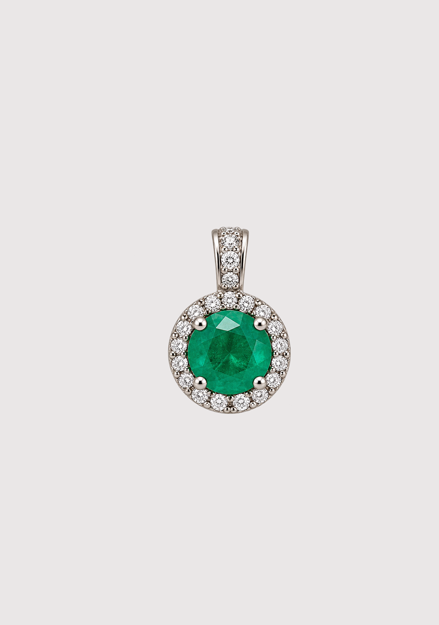 Emerald & Diamond 9ct White Gold Pendant
