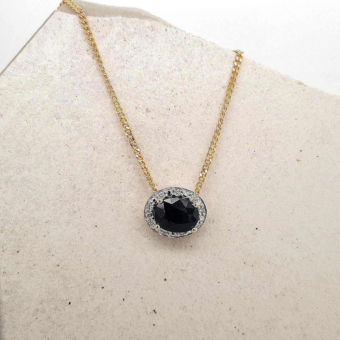 Sapphire & Diamond 9ct Yellow Gold Halo Pendant