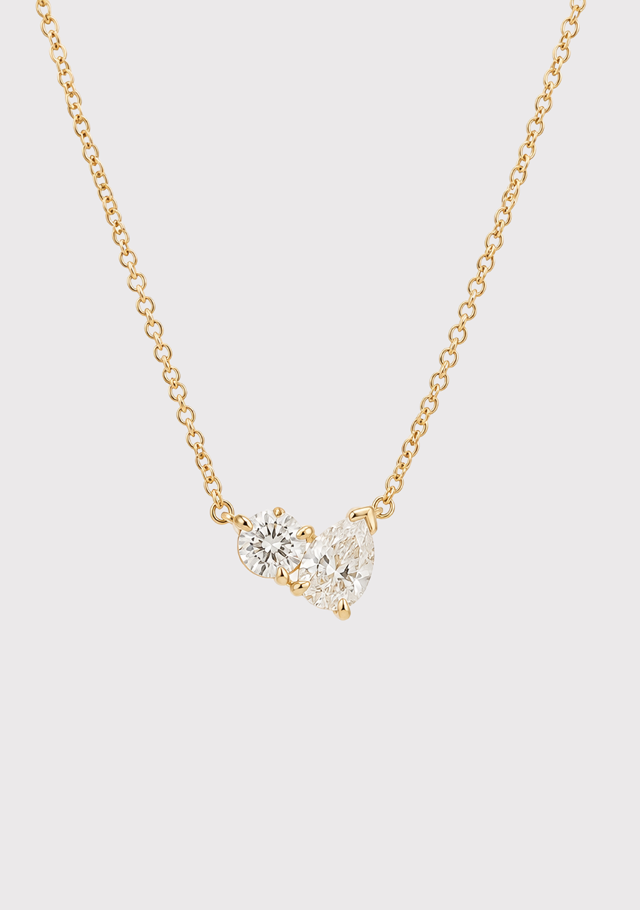 9ct Yellow Gold Lab Grown Diamond Toi et Moi Pendant