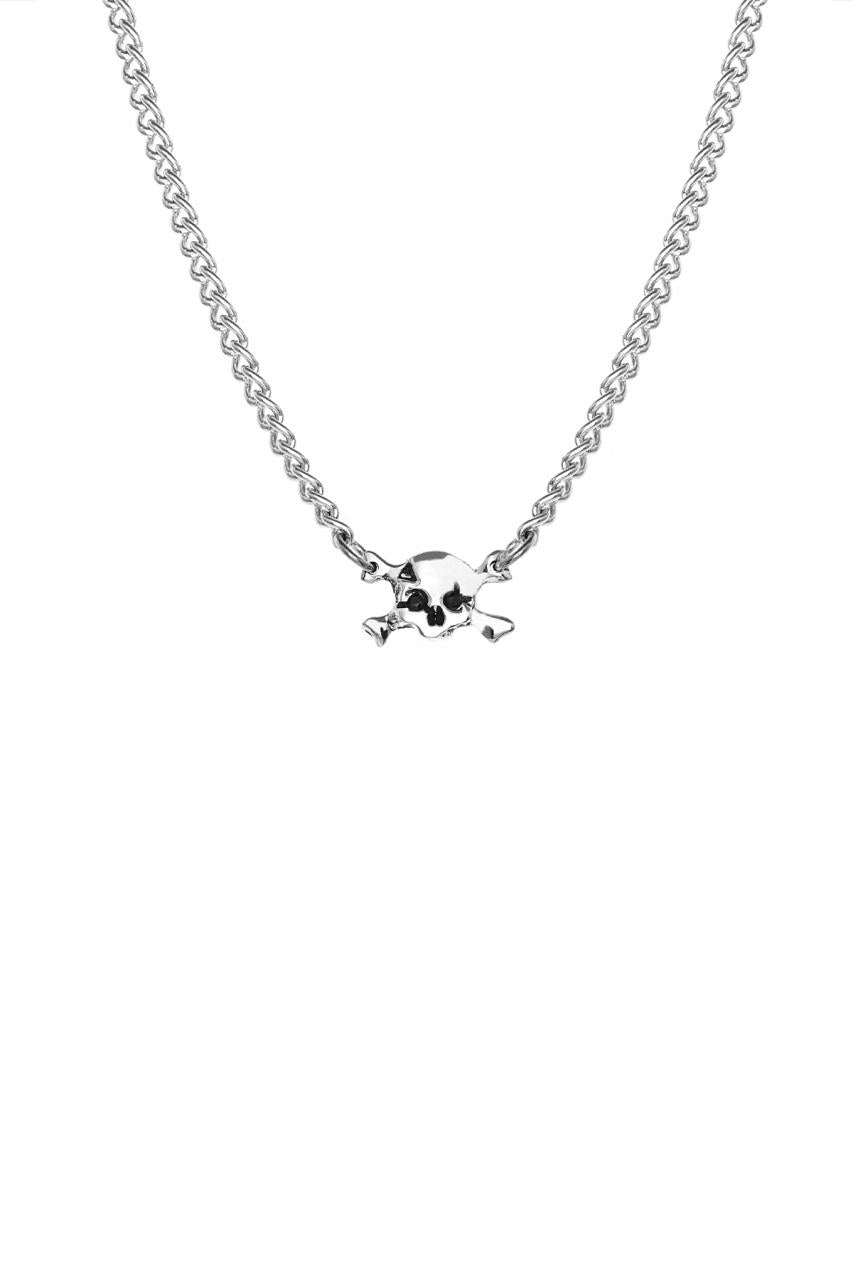 Stolen Girlfriends Club Sterling Silver Pirate Flag Necklace with Black Spinel