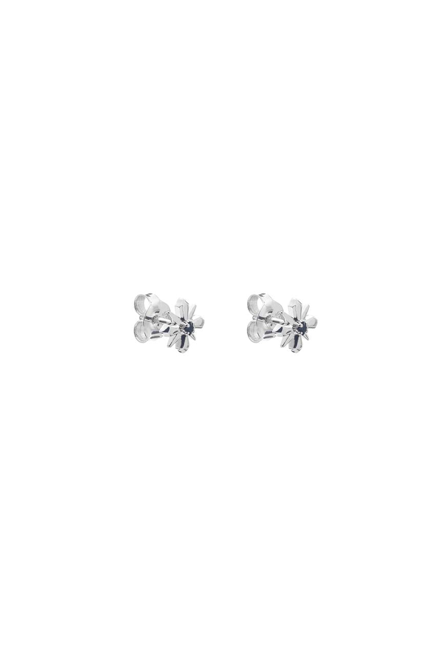 Stolen Girlfriends Club Sterling Silver Star Crossed Stud Earrings with Black Spinel