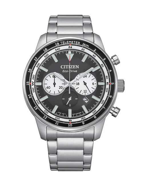 Citizen Gents Eco-Drive Stainless Steel Watch with Black Dial