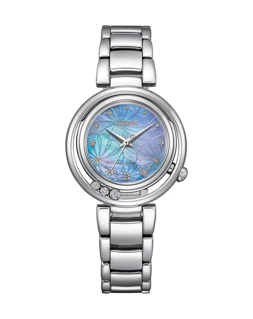 Citizen Ladies Diamond Eco-Drive Stainless Steel Watch with Blue Dial