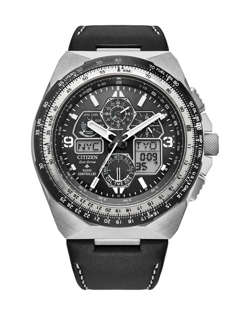 Citizen Gents Promaster Eco-Drive Watch with Leather Strap and Black Dial