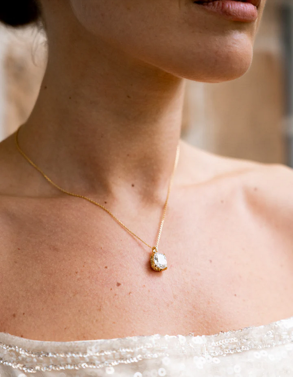 Georgini Gold Plated Sydney Soiree Elaine Cushion Cut Pendant Necklace