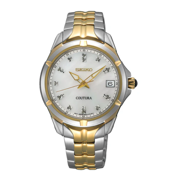 Seiko Ladies Coutura Daywear Watch with Mother of Pearl and Diamond Dial