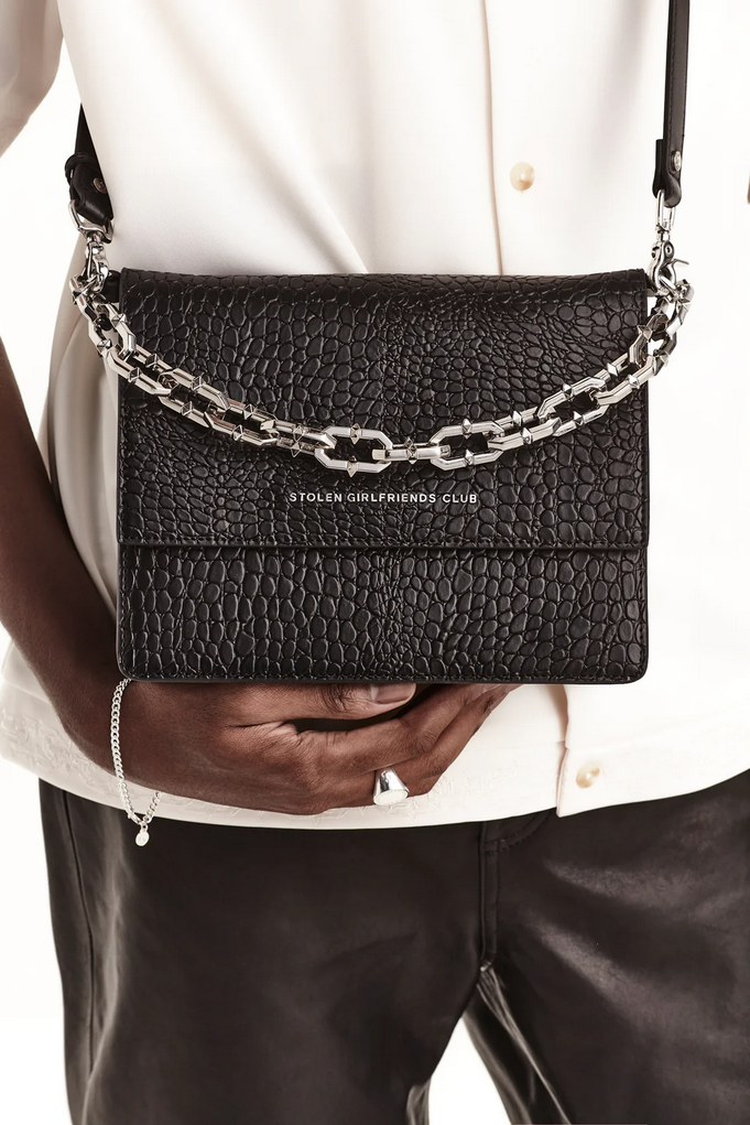 Stolen Girlfriends Club Matte Black Big Trouble Silver Hardware Bag