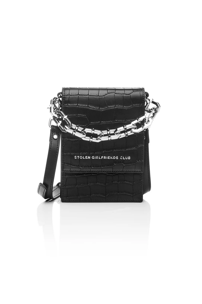 Stolen Girlfriends Club Matte Black On Tour Silver Hardware Bag