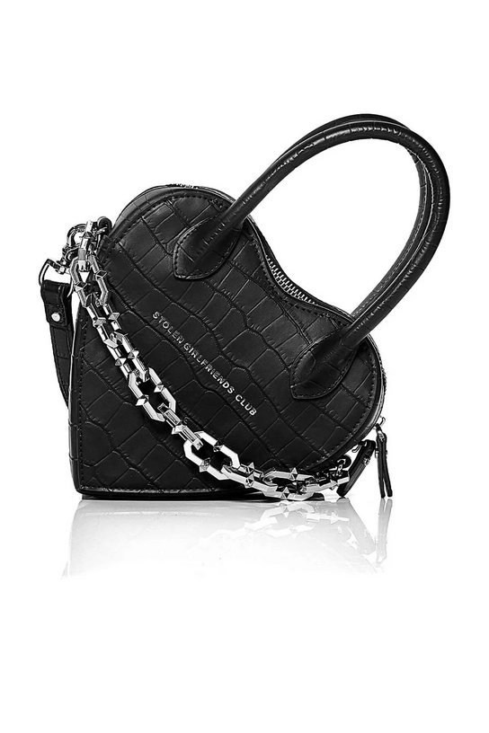 Stolen Girlfriends Club Matte Black Rebellious Heart Silver Hardware Bag