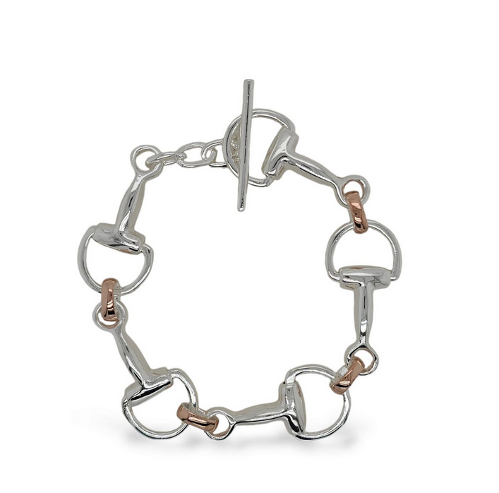 Sterling Silver & Rose Gold Plated Equestrian Horse Buckle Bracelet