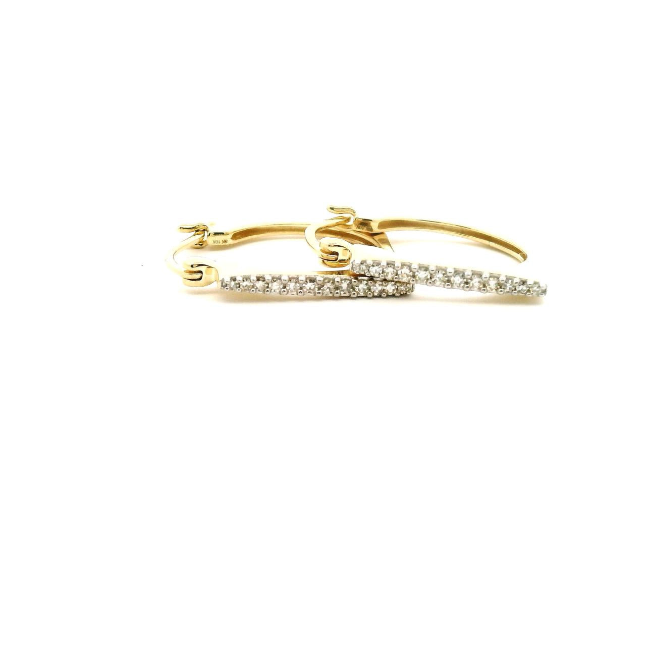 10ct Yellow Gold Diamond Square Hoop Earrings