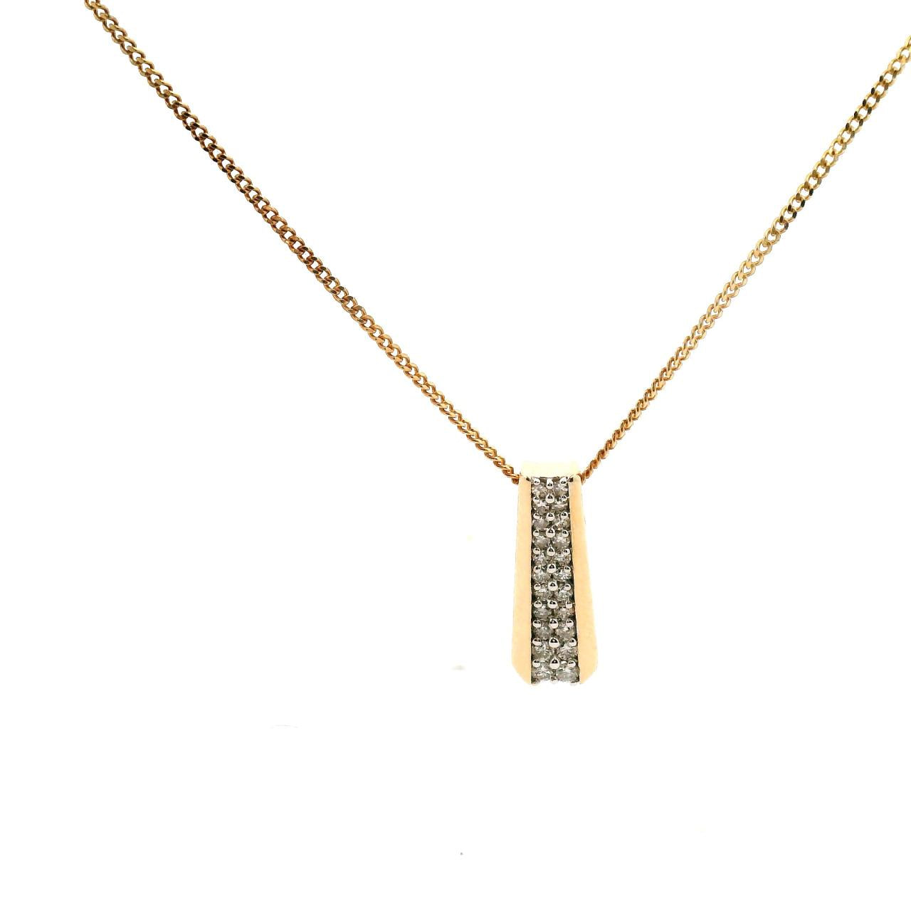 10ct Yellow Gold Diamond Bead Set Drop Pendant