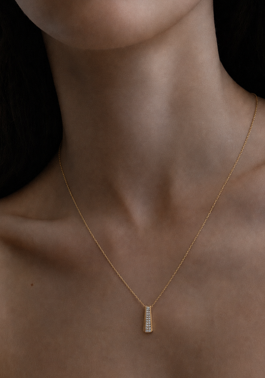 10ct Yellow Gold Diamond Bead Set Drop Pendant