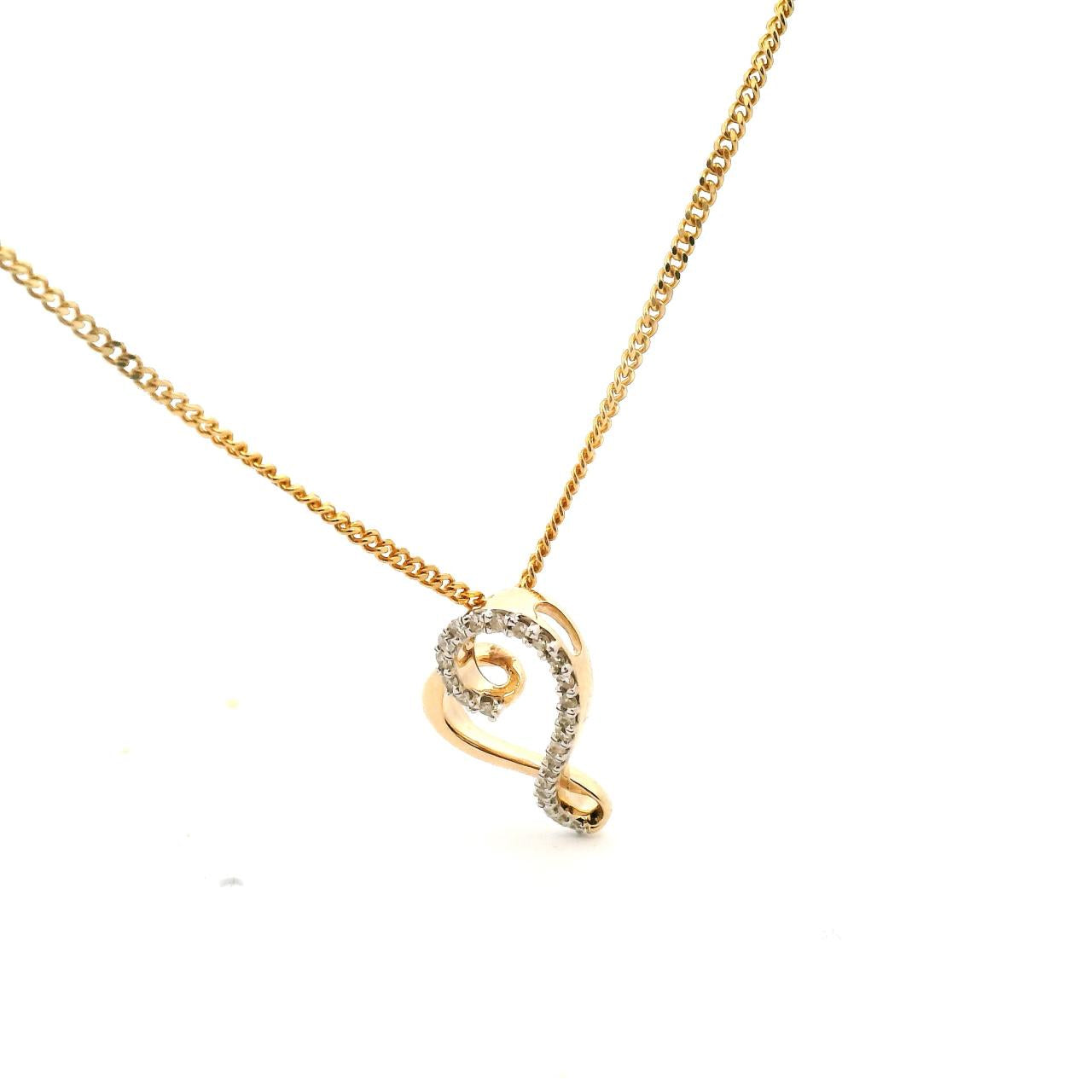 10ct Yellow Gold Diamond Heart Slider Pendant