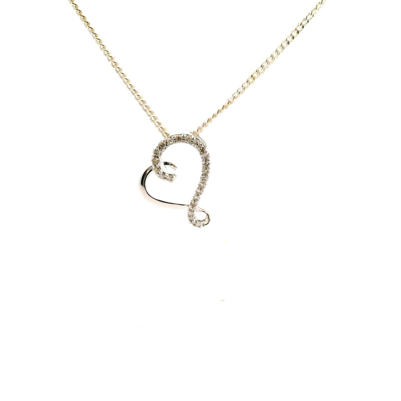 10ct White Gold Diamond Heart Slider Pendant