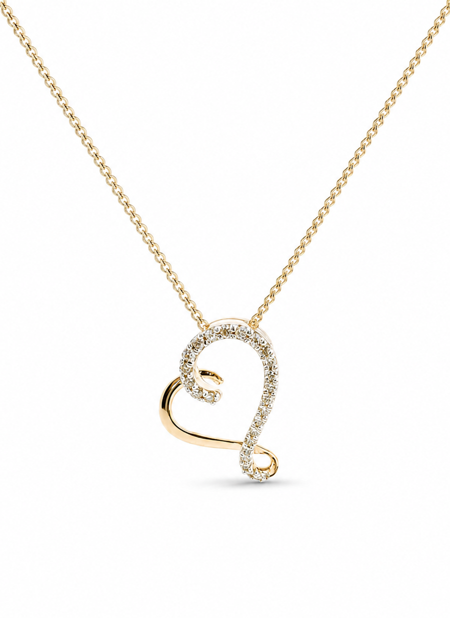 10ct White Gold Diamond Heart Slider Pendant