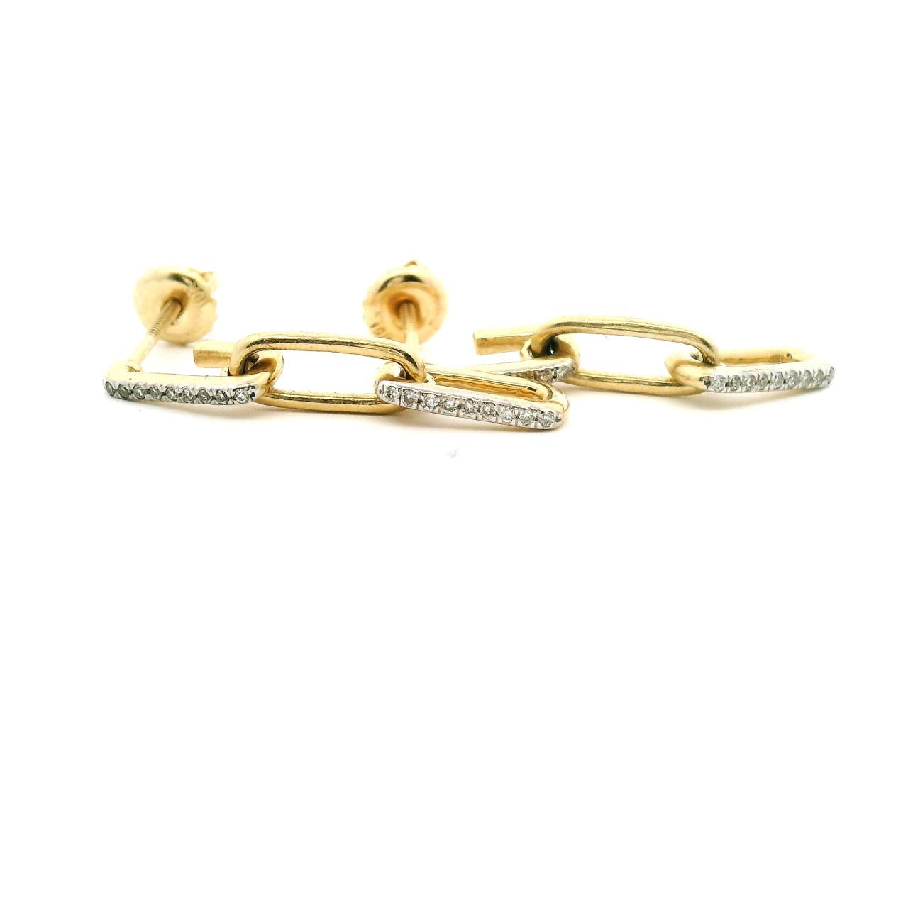10ct Yellow Gold Diamond Paperlink Stud Earrings