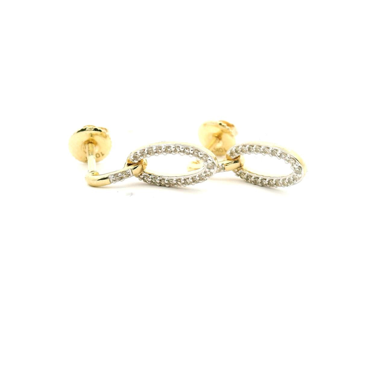 10ct Yellow Gold Diamond Oval Drop Stud Earrings