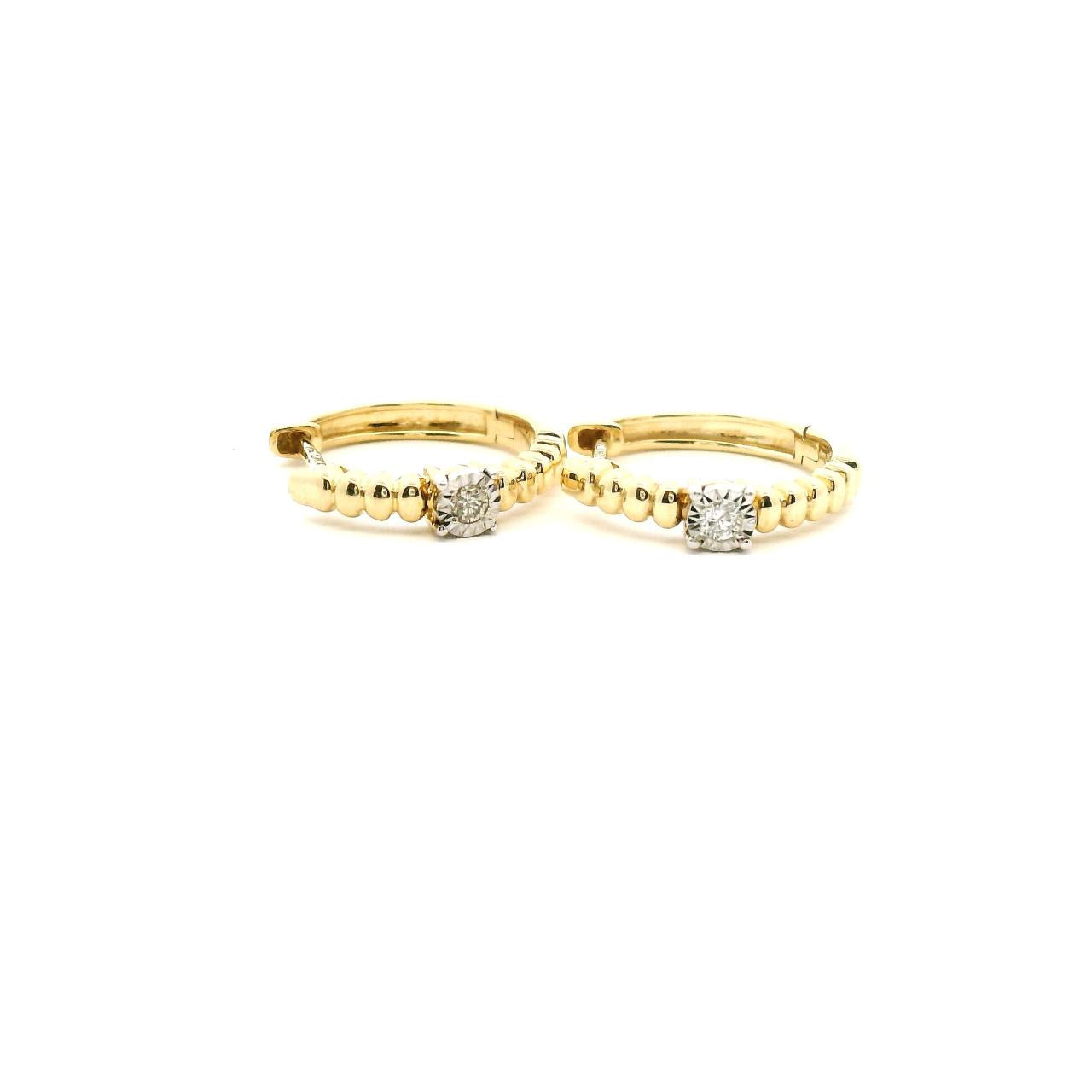 10ct Yellow Gold Diamond Bubble Hoop Earrings