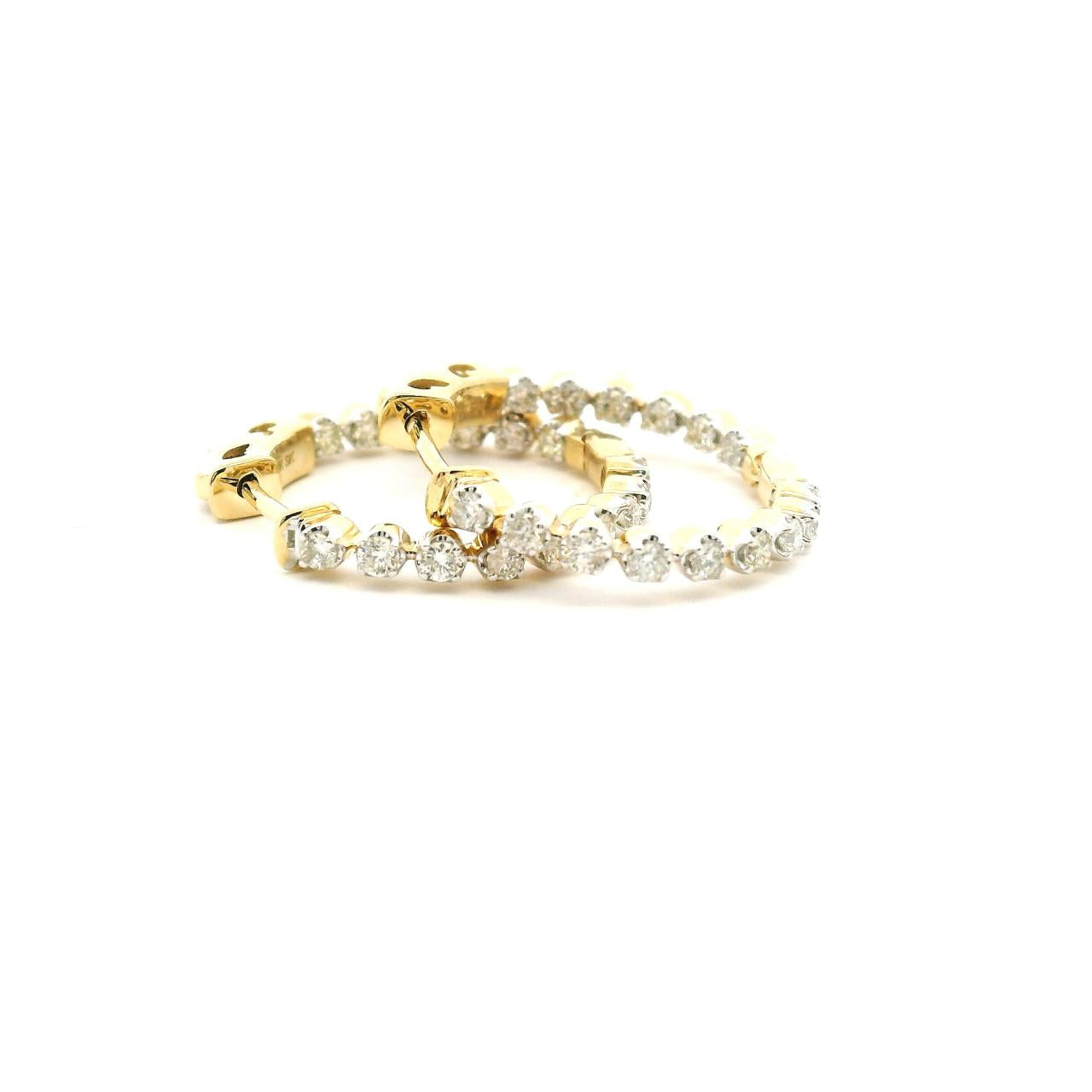 10ct Yellow Gold Diamond Inside/Outside Hoop Earrings