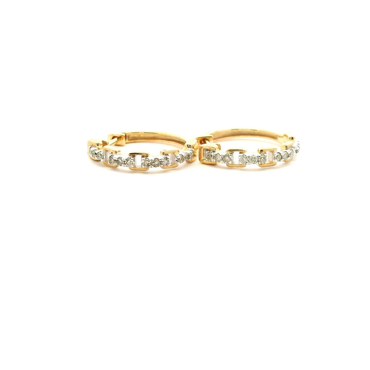 10ct Yellow Gold Diamond Chain Hoop Earrings