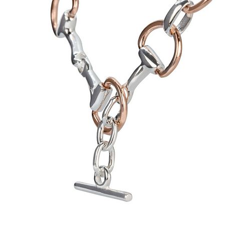 Sterling Silver & Rose Gold Plated Equestrian Horse Buckle Necklace