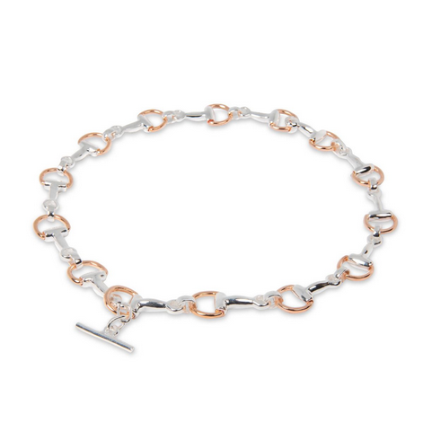 Sterling Silver & Rose Gold Plated Equestrian Horse Buckle Necklace