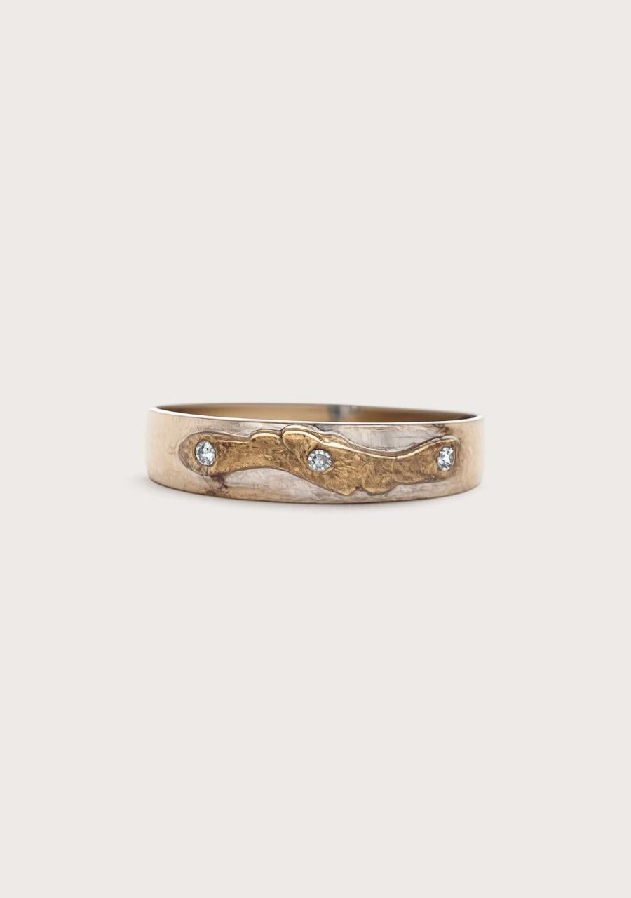 Estate 18ct Two Tone Diamond Band