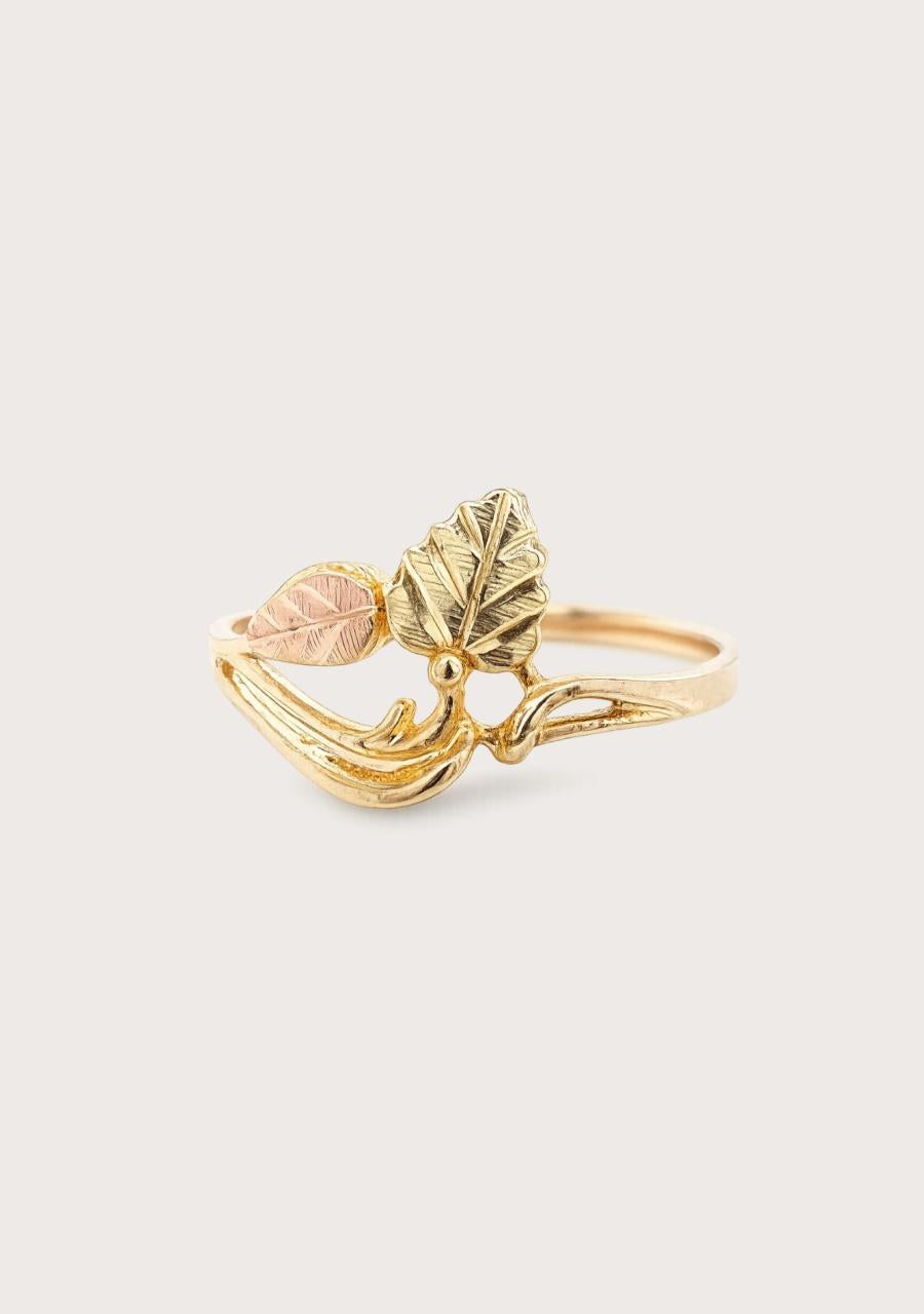 Estate 10ct Yellow and Rose Gold Leaf Ring
