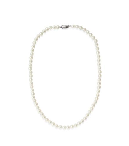 Sterling Silver 5-5.5mm White Round Fresh Water Pearl Strand