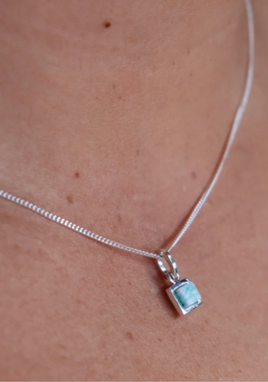 La Stele Sterling Silver Amazonite Petite Necklace