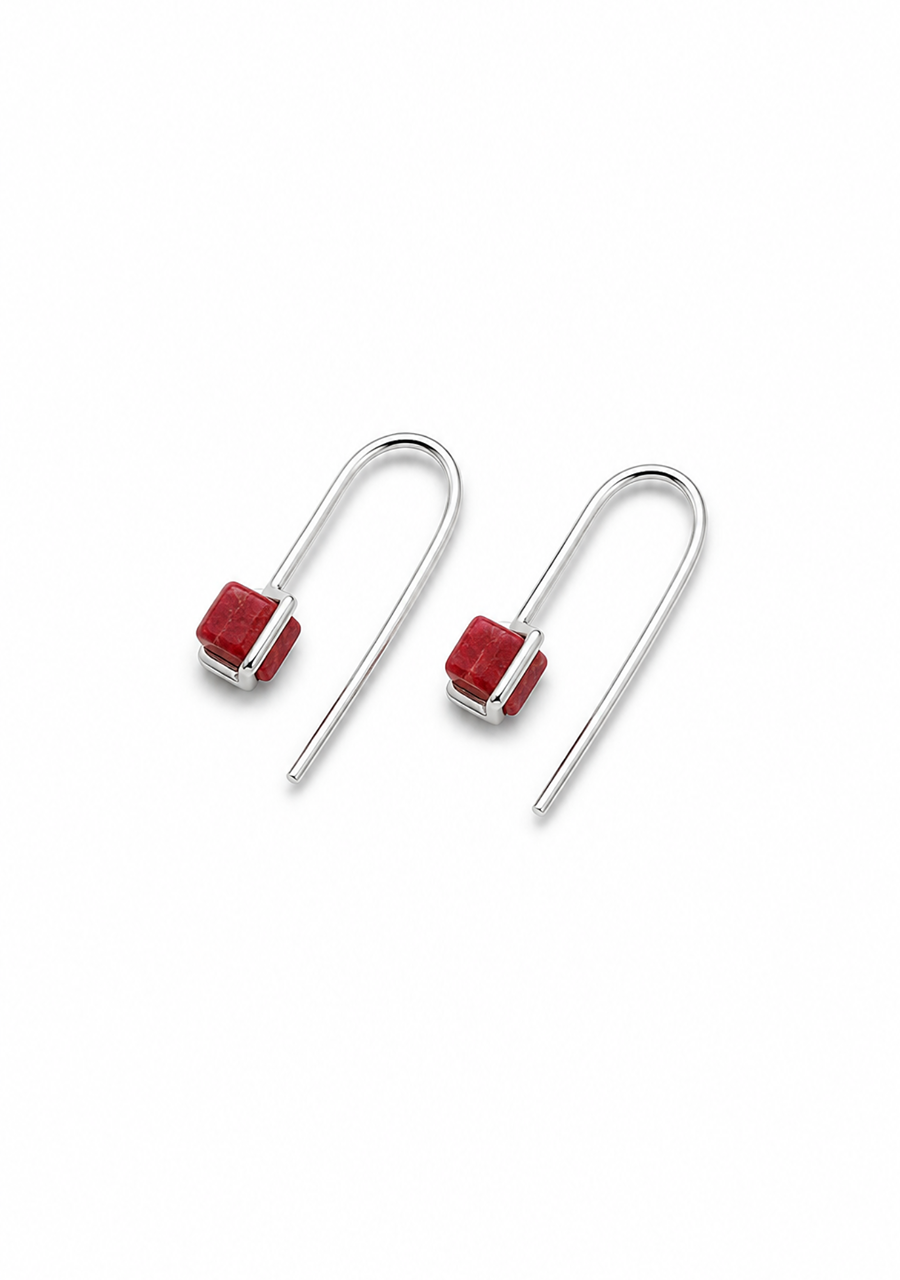 La Stele Sterling Silver Rhodochrosite Petite Hook Earrings