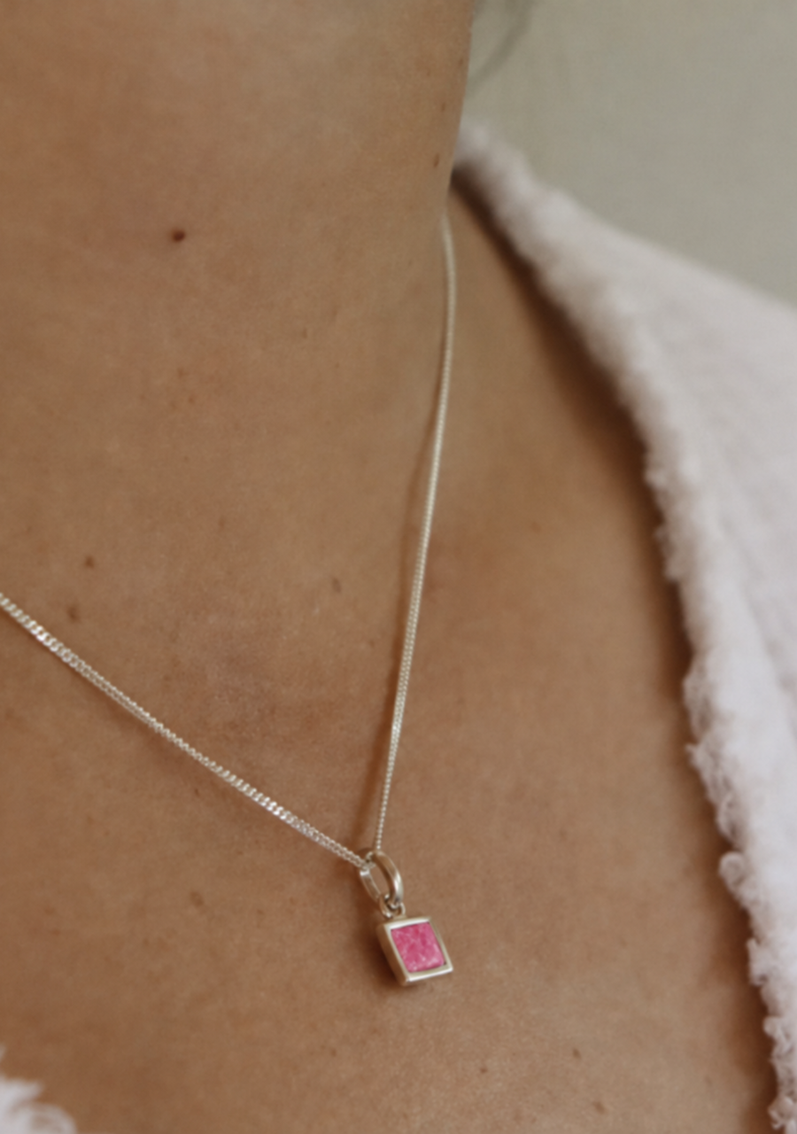 La Stele Sterling Silver Rhodochrosite Petite Necklace