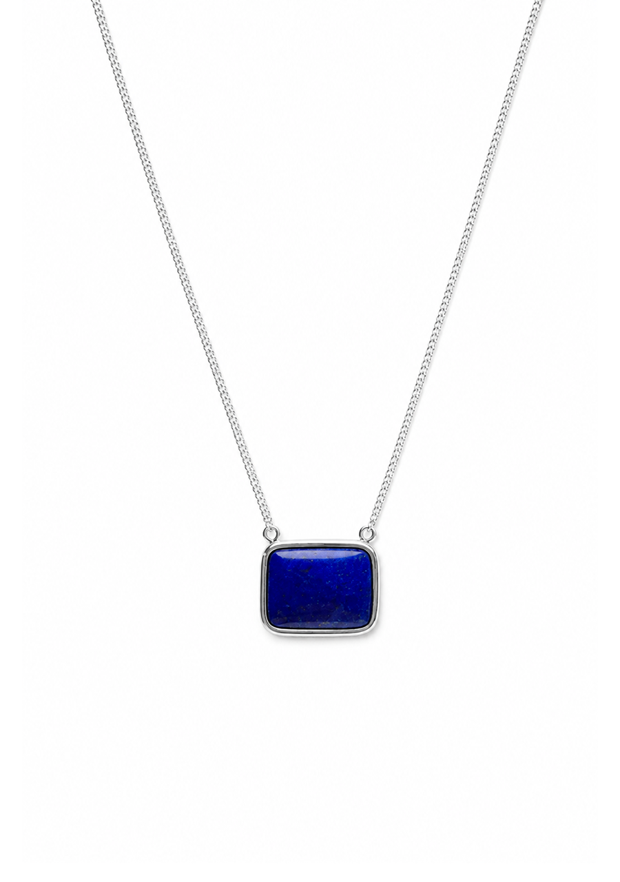 La Stele Sterling Silver Lapis Square Necklace