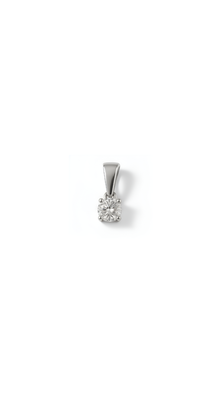 Diamond Solitaire Pendant in 9ct White Gold