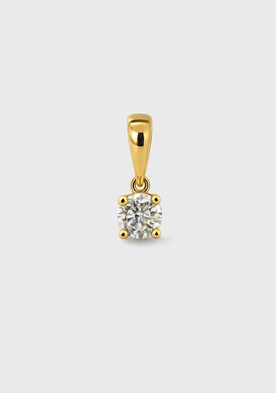 Diamond 9ct Yellow Gold Solitaire Pendant