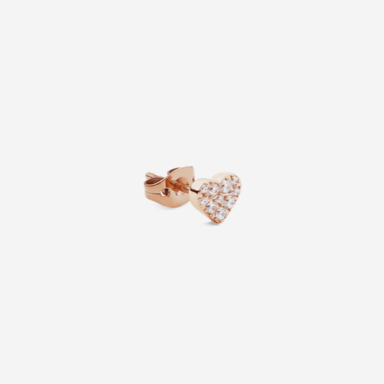 Daniel Wellington Rose Gold Plated Micro Crystal Heart Single Stud Earring
