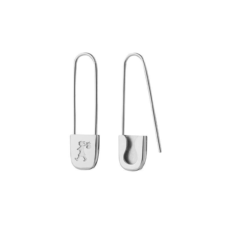 Karen Walker Sterling Silver Runaway Safety Pin Earrings