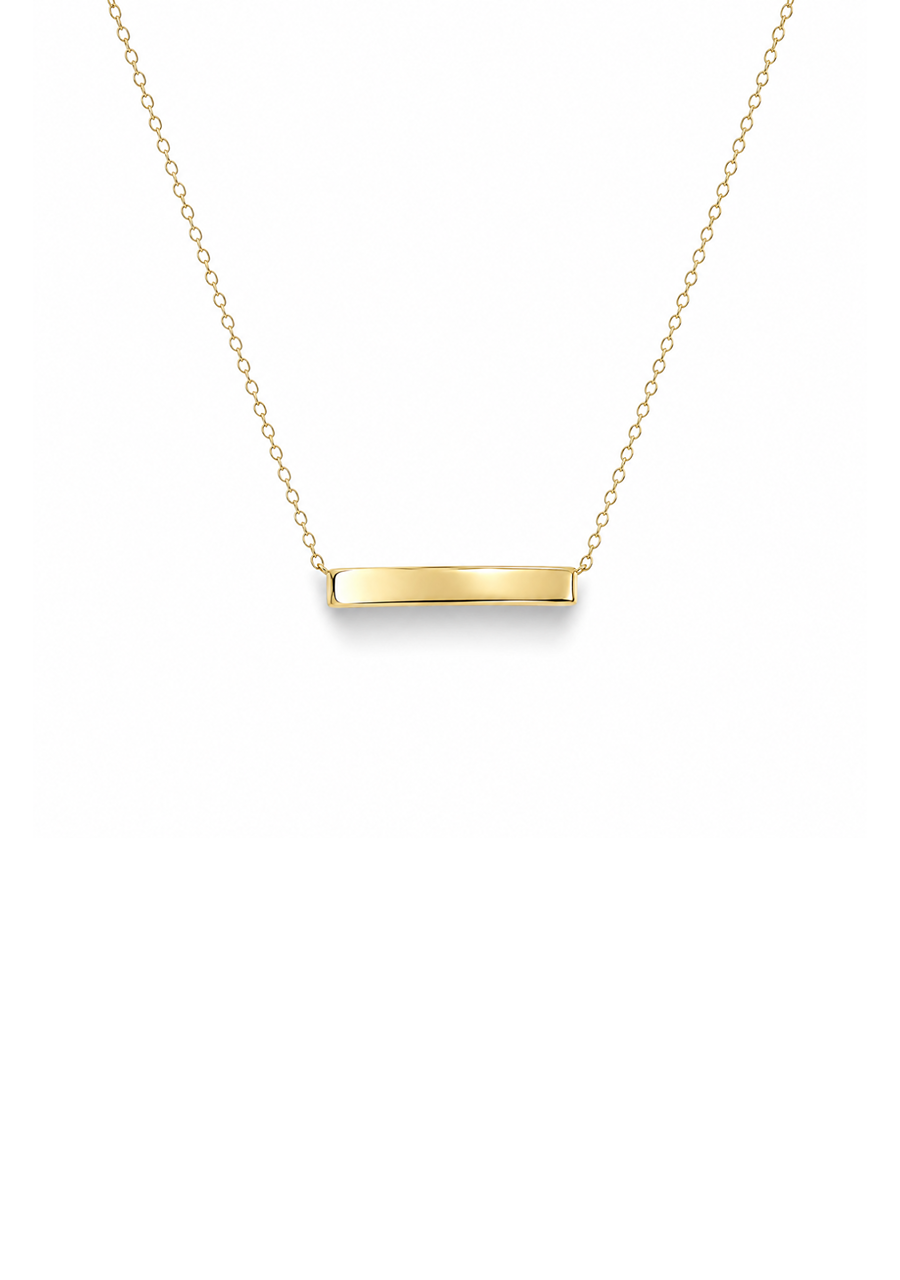 9ct Yellow Gold Solid Horizontal Bar Necklace