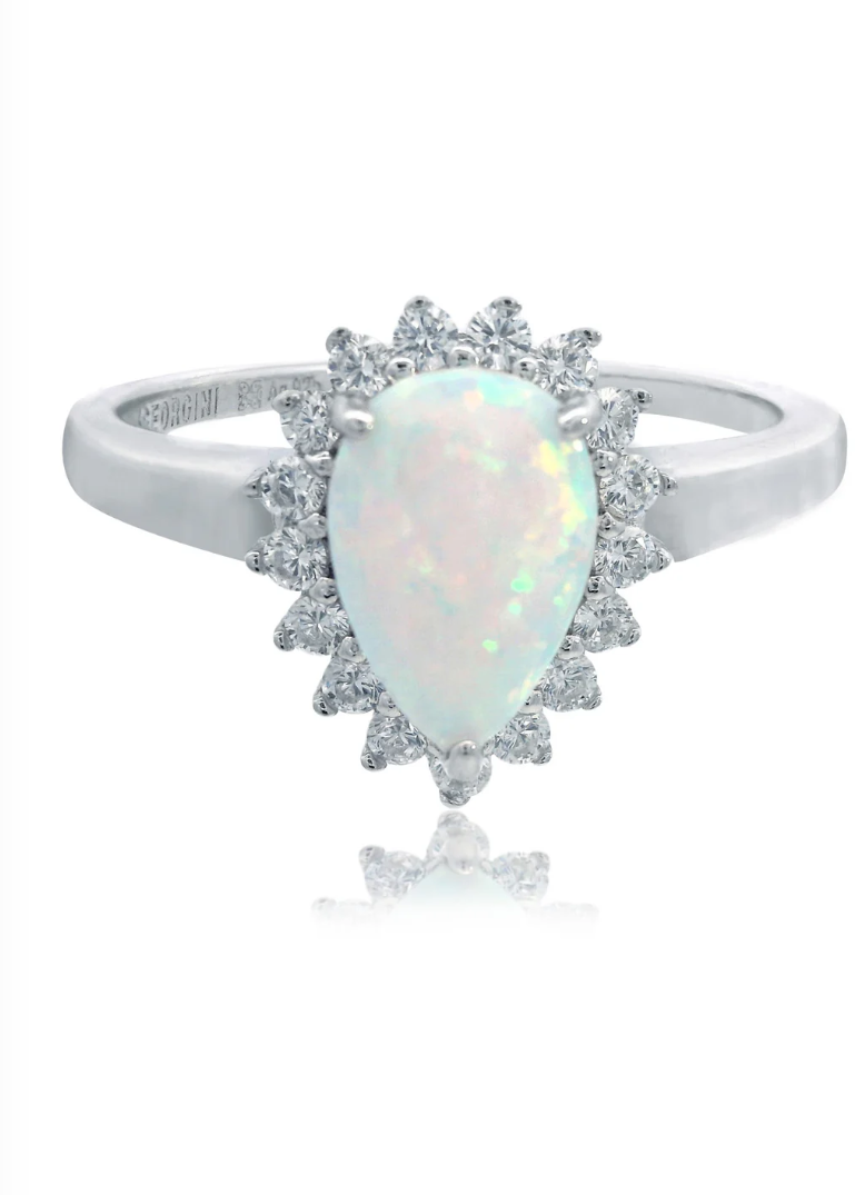 Georgini Sterling Silver White Created Opal Glow Rozelle Ring