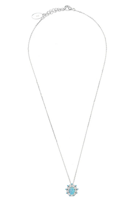 Georgini Sterling Silver Opal Glow Barangaroo Blue Created Opal Pendant